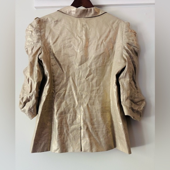 Emily McCarthy gold linen Bradshaw blazer XL Christmas Holiday - Picture 5 of 7